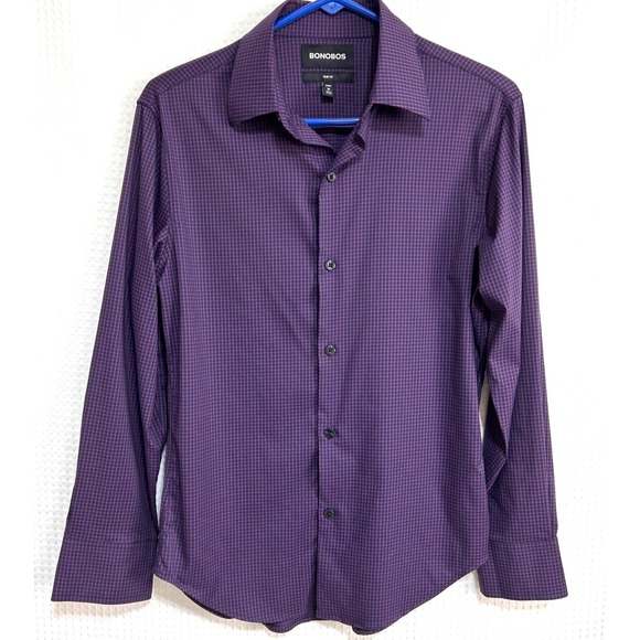 Bonobos Other - Bonobos Slim Fit Short Long Sleeve Dress Shirt Men‎ XS Fit Blue Plaid Pink x